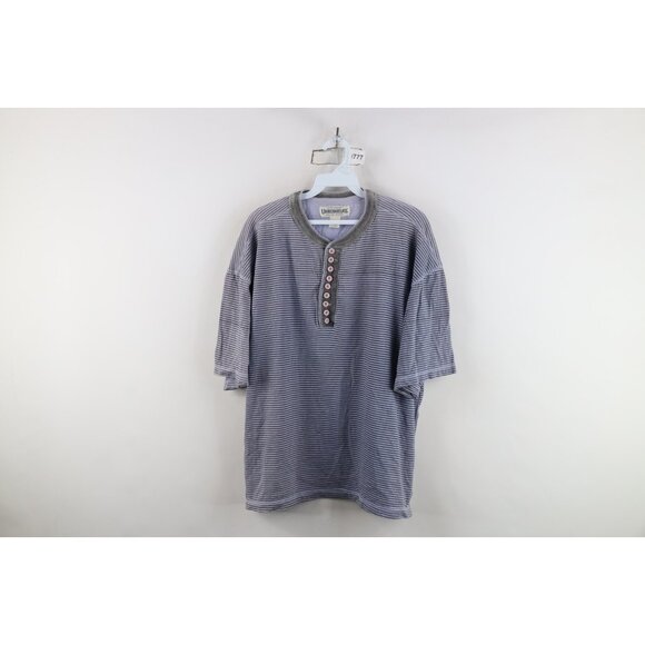 Vtg 90s Unionbay Skateboarding Mens Large Faded Striped Boxy Fit Henley T-Shirt - Picture 1 of 10